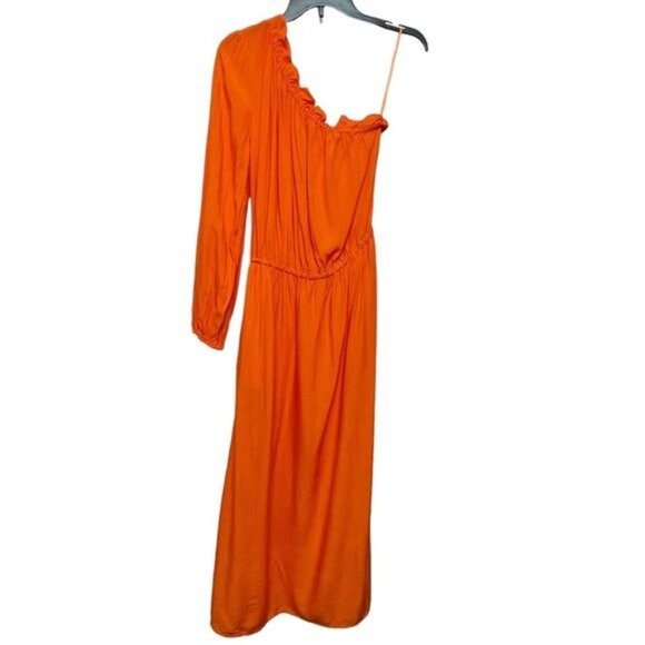 Who What Wear Orange One Shoulder Midi Dress, XS - Picture 6 of 8